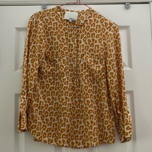3.1 Phillip Lim Tan Buttoned Blouse with Mandarin Collar